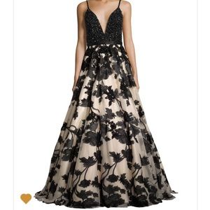 Jovani
Sleeveless Beaded Embroidered Combo Gown, Nude/Black